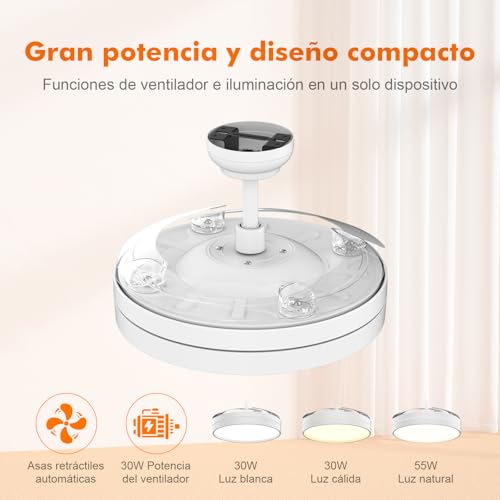 Ventilador de techo con motor DC de 30W eficiente y diseño de aspas ocultas 4