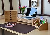 Osco Bamboo Monitor Stand Riser with 2 Drawers – Fully Assembled Sustainable MOSO Bamboo Desk Raiser for Computer or Laptop – Natural Wood Finish, 11×47×18 cm - Image 7