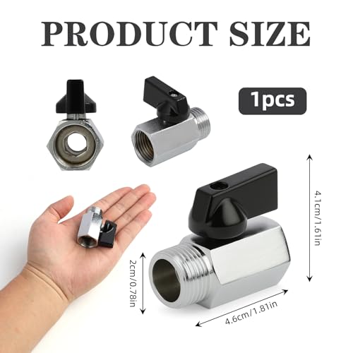 Mini Kugelhahn 10629, 1/2 Ig X 1/2 Ag, Messing Mini Kugelhahn, 90° Drehbarer Nylongriff, Absperrventil Verchromt G1/2 Innen(Ø20mm) X Außen(Ø21mm),Gewindefitting Messing Anschlussstücke