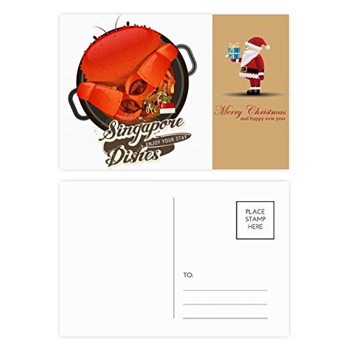 Cartes postales de Singapour traditionnelles Chili Crabe Père Noël pour vœux et collection