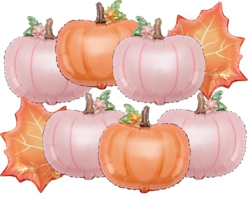 Kriyokiaa Pumpkin Foil Balloon Set, 8 PCS 21 Inch Fall Decor | 8 PCS 21 inch little pumpkin foil balloons for baby shower, first birthday, Friendsgiving and fall decor