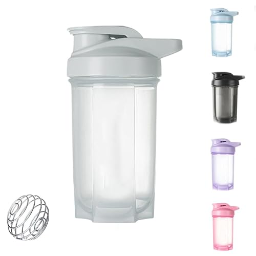 HUIQIHANG Protein-Shaker-Flasche 500 ml mit Edelstahl-Mischkugel, BPA- und DEHP-frei, auslaufsicherer Klappdeckel, temperatursicher, spülmaschinenfest, perfekt zum Mischen von pulverförmigen Shakes