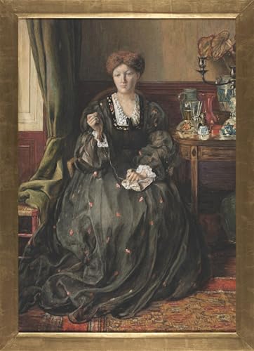 Cuadro sobre lienzo Ritratto pensante di Emma Madox Brown, decoración de salón 60x90cm