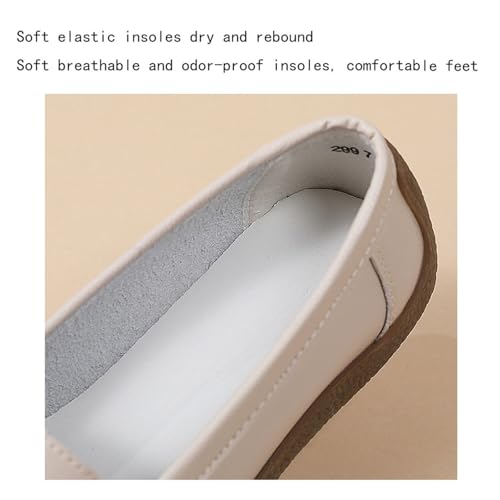 CLSQLXYJZC Womens Casual Non-Slip Slip-On Breathable Leather Walking Wedge Moccasin, Comfortable Soft Bottom Non Tiring Feet Nurse Working Loafers Shoes, for Medical Workers3