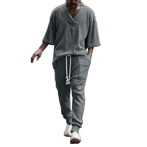 Veste de costume à rayures en tricot respirant gris XXXL pour hommes