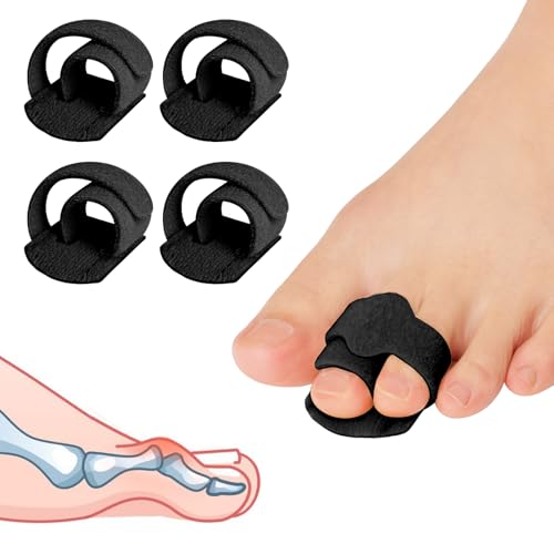 JUMPOW Toe Corrector for Women & Men - 4 Pcs Hammer Toe Straightener, Broken Toe Wraps, Toe Splint Relief for Broken Toes, Crooked Toes & Overlapping Toes (Black)