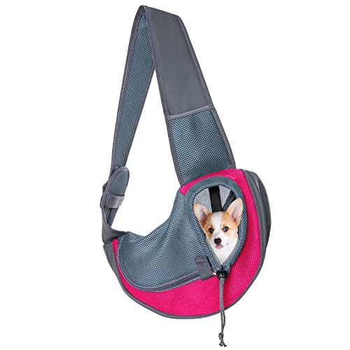 Pet Dog Sling Carrier, Upgrade Dog Carrier Bag ,Adjustable Dog Holder, Cat Sling Carrier Chest for Small Dogs Cats(sofliym) (Medium, Pink 1#)