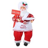 HOLIDYOYO Seated Santa Claus Figurine for Christmas Decor Adorable Statue Vivid Details for Holiday Displays Tabletops and Party Settings