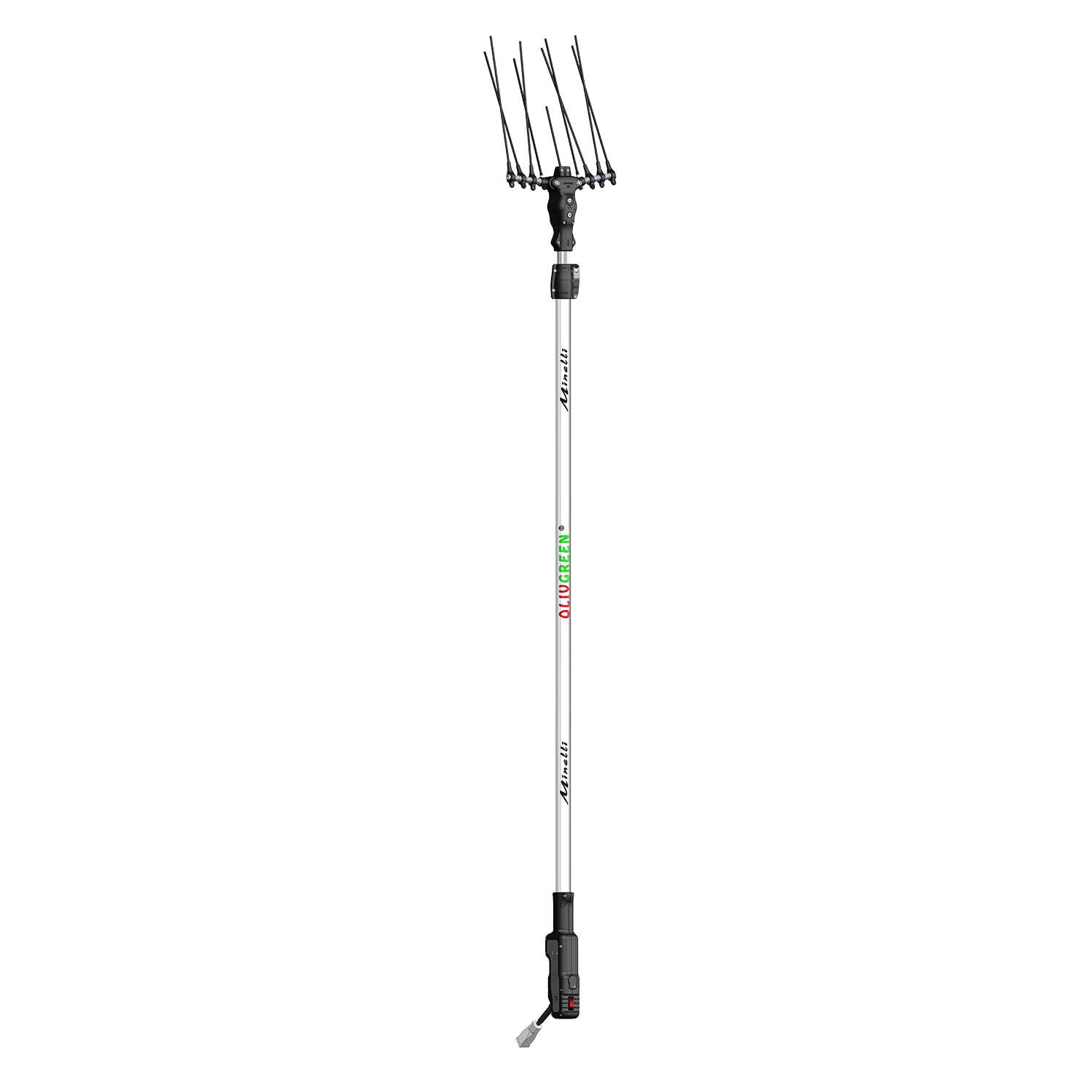Crisalide® - Minelli OlivGreen 500 Plus - Vareador recogedor de aceitunas a batería con barra telescópica de 2,2/3,1 metros, color gris