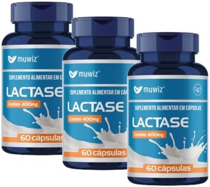 Enzima Lactase 400mg 60 Cápsulas Intolerância a Lactose - 3 Frasc...