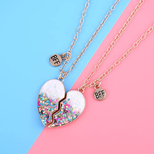 Best Friends Necklace for 2 Magnetic Split Heart Necklaces Set Friendship Gifts BFF Matching Pendant3