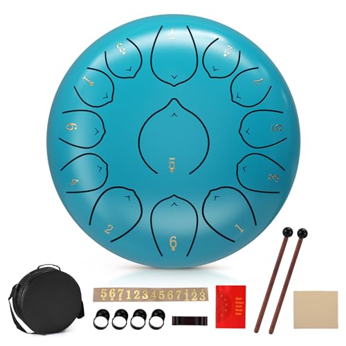 SenDeluz 12 Inch Steel Tongue Drum, 13 Notes