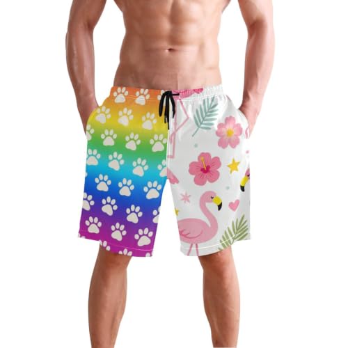 Short de bain pour homme à motif flamant rose idéal pour vos vacances détendues à la plage