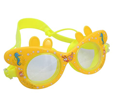 Image of Toyshine Swim Goggles, (Dolphin Design) Anti Fog No Leaking Clear Vision Water Pool Swimming Goggles (Age 6-14), Yellow SSTP