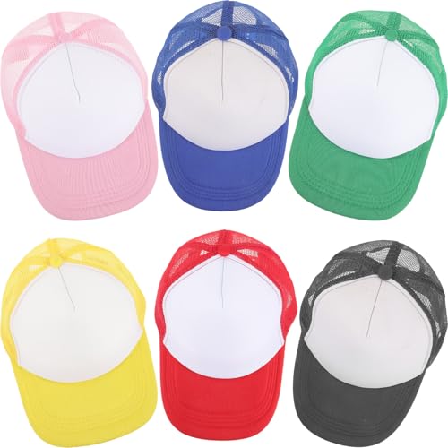 Casquettes baseball sublimation Milisten en maille polyester respirante pour DIY lot de 6