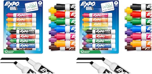 Image of EXPO Dry Erase Markers, Low Odor Ink, Assorted Colors, Chisel Tip, (Pack of 24)