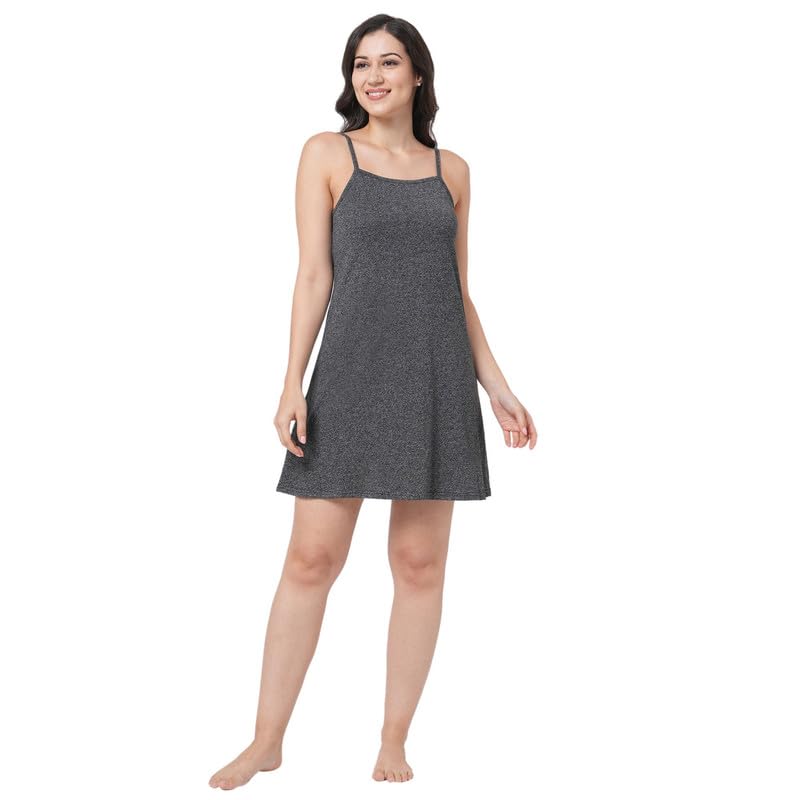 Image of Inner Sense Organic Cotton Nighty for Women Stylish I Above Knee Length Spaghetti with Scoop Neck Design I Adjustable Straps Camisole for Woman to Wear Solo or Layered