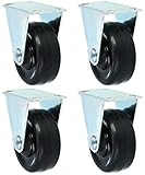 LIEFERUMFANG: 4x Lenkrolle ohne Schwenklager // Material: Metall, Hartgummi // Traglast je Rolle: max. 20 kg // Raddurchmesser: 40 mm // Maße Anschraubplatte: 46 x 24 mm // Gesamthöhe: 50 mm