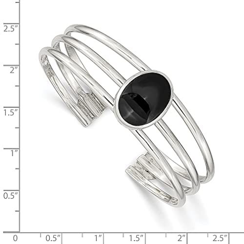 925 Sterling Silver Black Onyx Three Strand Cuff Bangle Bracelet Expandable Stackable Slip On Natural Stone Shell Wood Fine Jewelry For Women Gifts For Her #TOP2