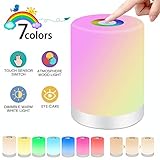 【Toque Luz nocturna activada】 Sensor inteligente, toque la parte superior para encender / apagar / ajustar la luz. Toque el panel durante más de 3 segundos para encender / apagar la luz. Puede elegir el color que se adapte a su estado de ánimo y crear un ambiente agradable.