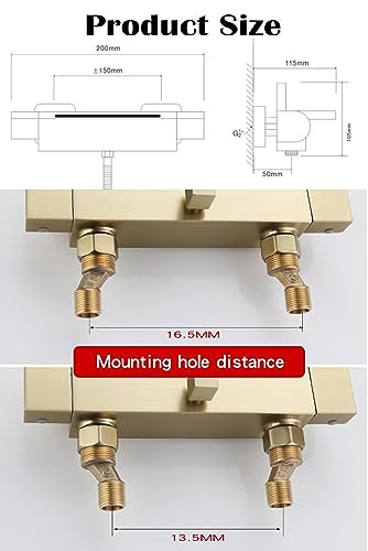 Badewannenarmatur Wasserfall Armatur Badewanne Mischbatterie mit Brause Wannenarmatur,Wannenarmatur Wasserfall,Armatur Badewanne Set, Messing badewannenarmaturen (gold gebürstet)