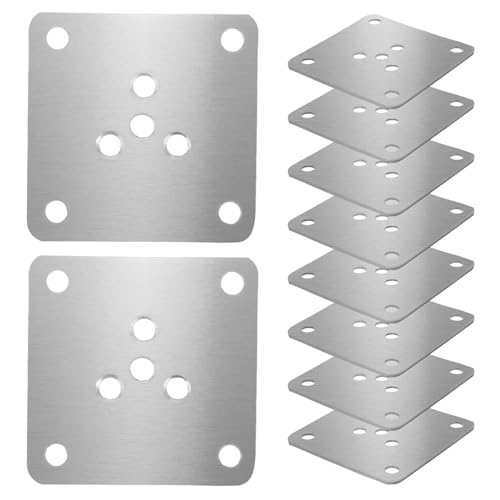 WHAMVOX 10 Piezas Placas de Montaje para Patas de Muebles Soportes Metálicos Planos para Reparación de Sofá Cama y Mesa Accesorios de Fijación con Tornillos Durabilidad y Estabilidad