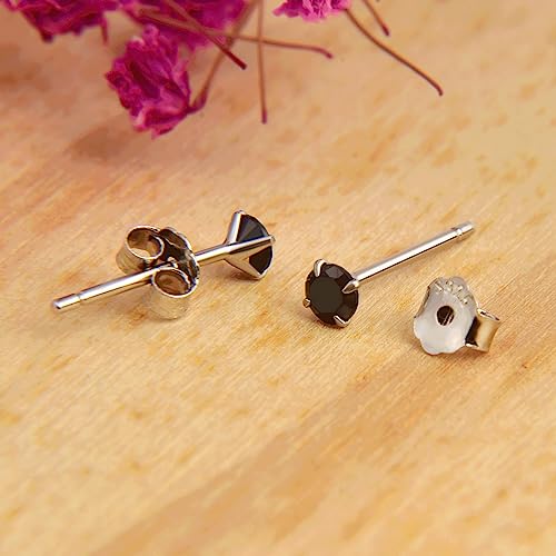 Silbertale 925 Sterling Silver Black Cubic Zirconia 3Mm-8Mm Cz Stud Earrings Men Women #TOP2