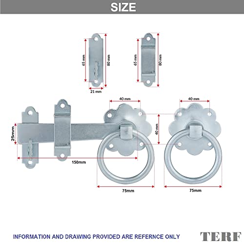 TERF® Heavy Duty Ring Gate Latch Door Lock Silver Ring Handle Garden Gate Door Latch Catch Lock - Image 3