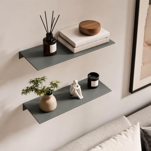 Image of Art3d Floating Shelves for Wood Slat Panels, 11.8 x 4.7 in, 2-Pack, Grey