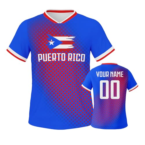 2026 Puerto Rico Kids Soccer Jersey Boys Girls Youth 3-14Y, Custom Name Number National Flag Football Shirt, Futbol Camiseta Playera, Patriotic Game Day Fan Gift Practice Outfit