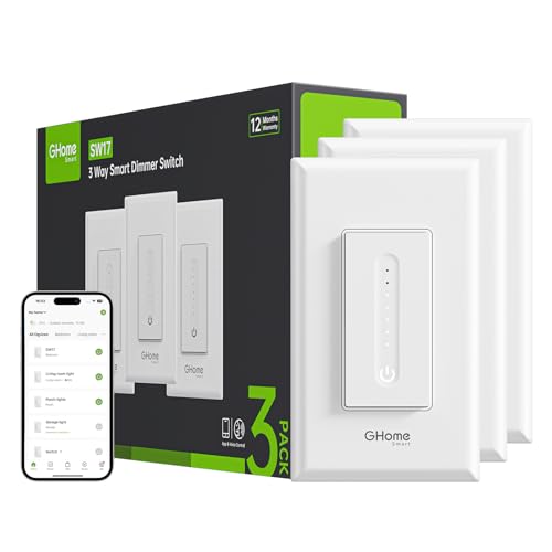 GHome Smart 3 Way Dimmer Switch, Dimmable Light Switch Works with...