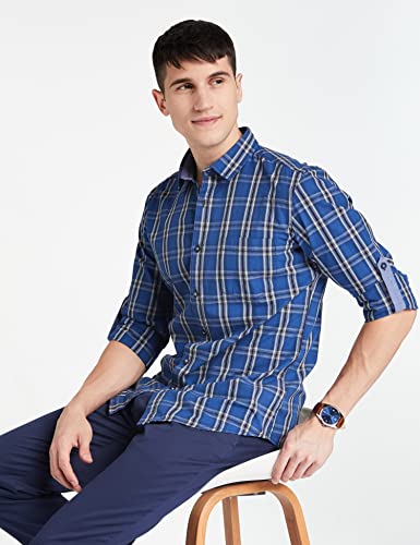 Image of Amazon Brand - Symbol Men's Cotton Checkered Regular Fit Casual Shirt