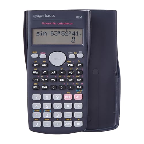 Image of Amazon Basics AB-82MS 240 Functions and 2-Line Display Scientific Calculator | 240 Function Scientific Calculator | 2-Line Large Display, Blue