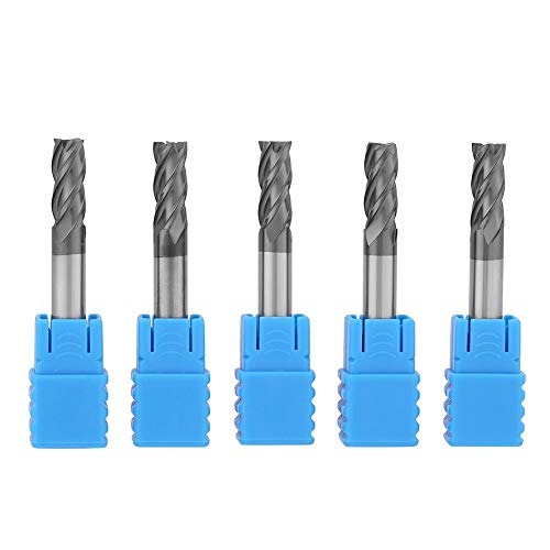 5 szt. wiertła frezującego z węglika wolframu 6 mm chwyt pojedynczy flet spiralny frez CNC, 4 flety, 6 mm średnica x 50 mm długość
