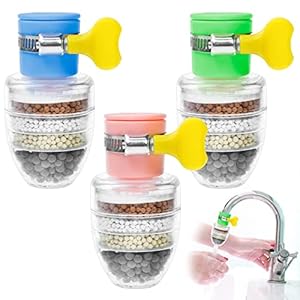 3 Pcs Faucet Filter, Universal Interface Tap Filter (6-Layer Filtration) Splash-proof Tap Filter Active Mineral…