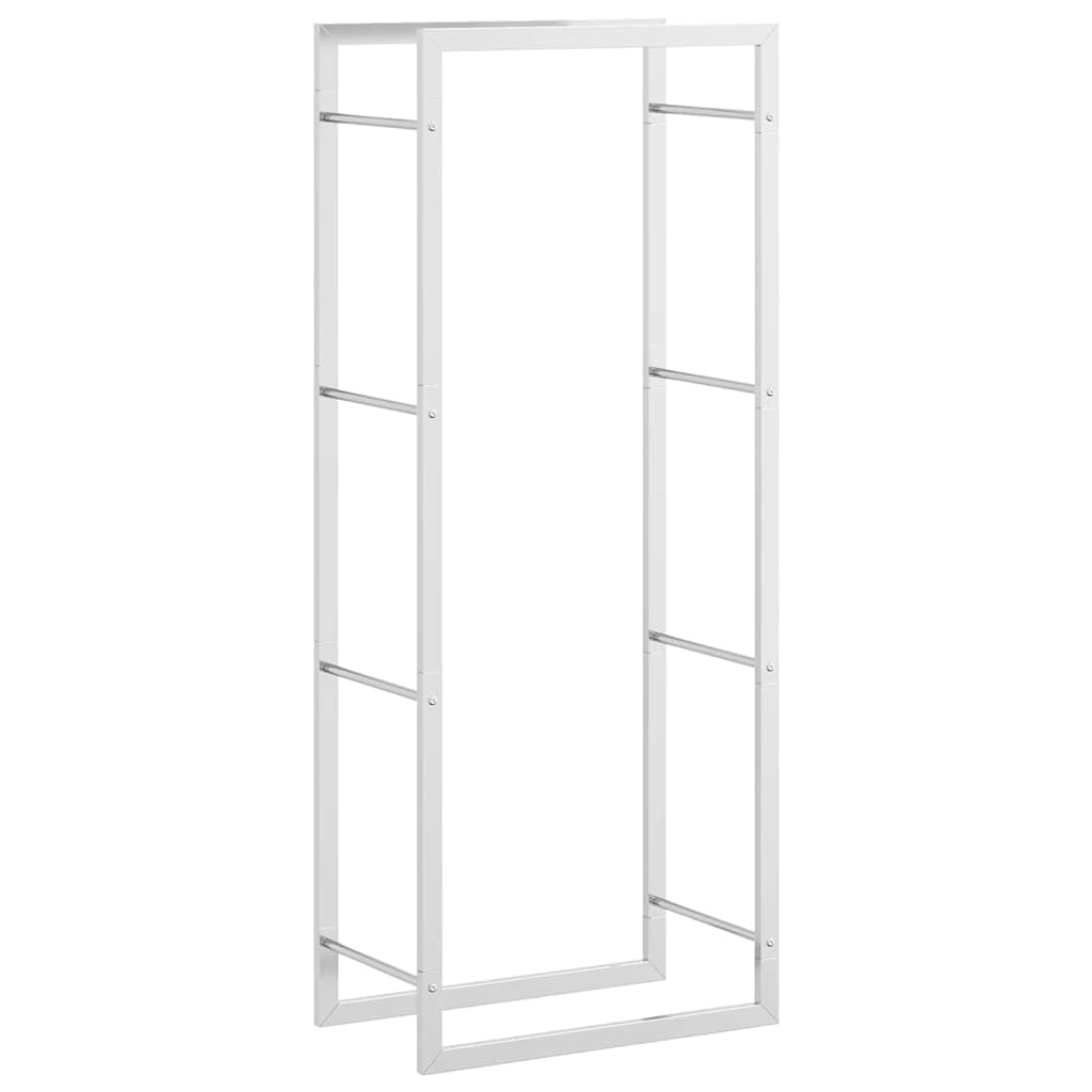 Regał na drewno opałowe ze stali nierdzewnej, 50 x 28 x 132 cm, regał na drewno kominkowe z uchwytem do układania w stos, stojak na drewno kominkowe do salonu, przechowywania drewna i