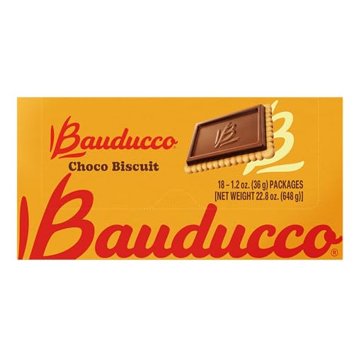 Image of Bauducco Choco Biscuit Cookies - Crispy Chocolate-Covered Biscuits, Individually Wrapped for Snacking, Dessert, and Lunch Boxes, 22.8 oz (Pack of 18, 4 Cookies per Pack)