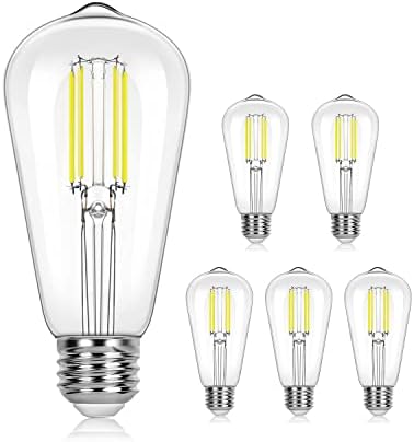 Lepro Dimmable LED Edison Bulbs 4000K Daylight White,5.5W,60 Watt Equivalent,E26 Medium Base ST19 Antique Style LED Filament Vintage Light Bulbs,CRI 90+,Clear Glass High Brighteness 500 Lumen,6-Pack