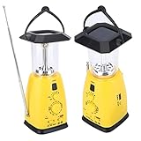 Solar Hand Crank Radio, Multifunctional Portable Camping Lamp Emergency Flashlight Torch Lamp Phone Charger with 8 Led Bulbs 2 Brightness Mode and Clear Lamp Shell Supports 4 Kinds of Charging