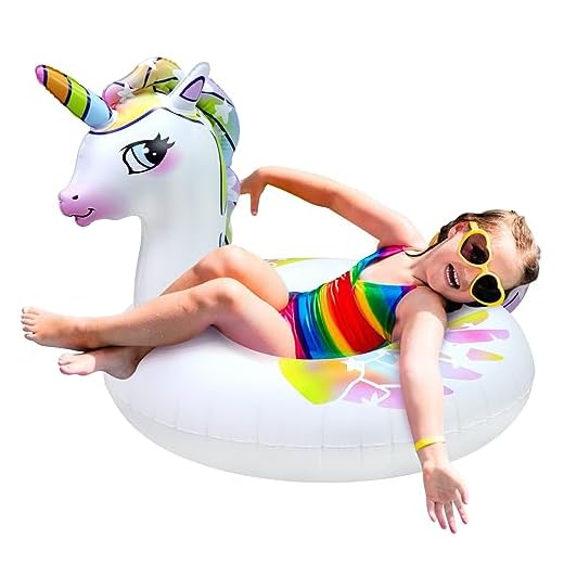 Inflatable Unicorn Pool Float for Kids Adults, Inflatables Toys Swimming Ring, Fun Beach Floaties Summer Water Party Supplies