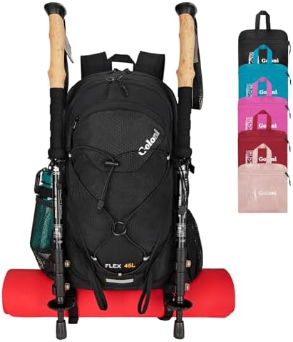 45L Hiking Backpack with Rain Cover, Lightweight Foldable Camping...