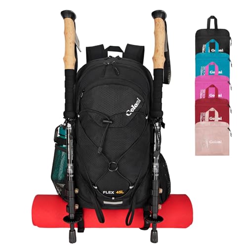 45L Hiking Backpack with Rain Cover, Lightweight Foldable Camping...