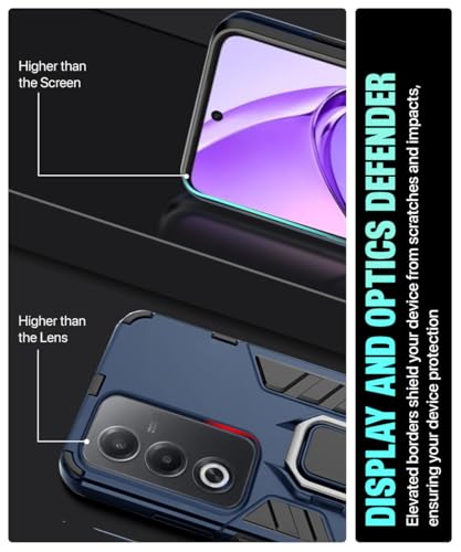 Image of WOW IMAGINE Shock Proof Back Case Mobile Cover for Oppo A3 Pro 5G | Oppo K12x 5G | Back Cover Case (Tough Armor | Hybrid PC + TPU | Ring Holder & in-Built Kickstand | Blue)