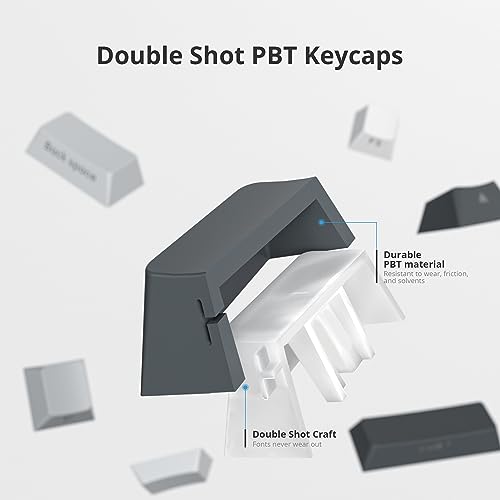 Image of Guffercty kred Gradient PBT Key caps for Mechanical Keyboards, 135-keys Custom Minimalist Side Printed Double Shot Keycaps Cherry Profile for Gaming Keyboard (Polar)