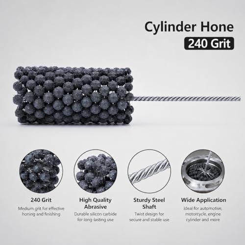 Image of 4 Inch Cylinder Hone Tool Brush 240 Grit Flexible Ball Honing Brush for Engine Cylinder Bore, Brake Rotor, Piston Cleaning & Crosshatch Restoration (4.0 inch / 101.6mm Automotive Honing Tool)