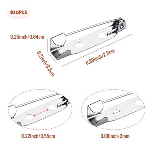 100 Pcs Bar Pins - Silver Brooch Clasp Pins for Badges, DIY Craft, Sewing, Baby Shower, Wedding Name Tags (25mm)2