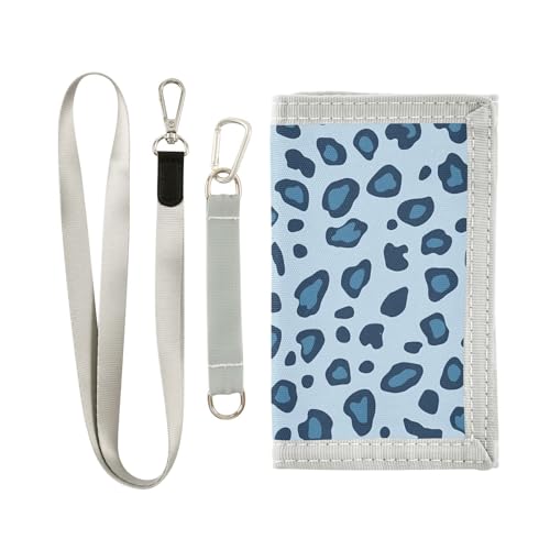 zyrtty Kids Wallets for Boys Girls Ages 4-18 Trifold, Leopard Blue Pattern Wallet with Zippered Coin Pocket and Card Holders, Novelty Wallet for Childrens Birthday Gifts