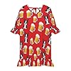 Women Loose Fit Beach Dress Ruffle, Casual Swimsuit Coverup Lightweight Pajama Dress Loungewear for Birthday, Mother's, Valentine's, Happy New Year Boston Terriers Beer Red #5