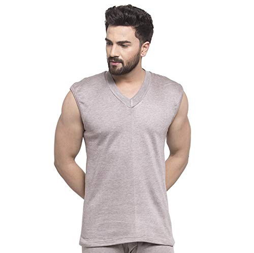 Image of UZARUS Men's Sleeveless Solid V Neck Thermal TOP