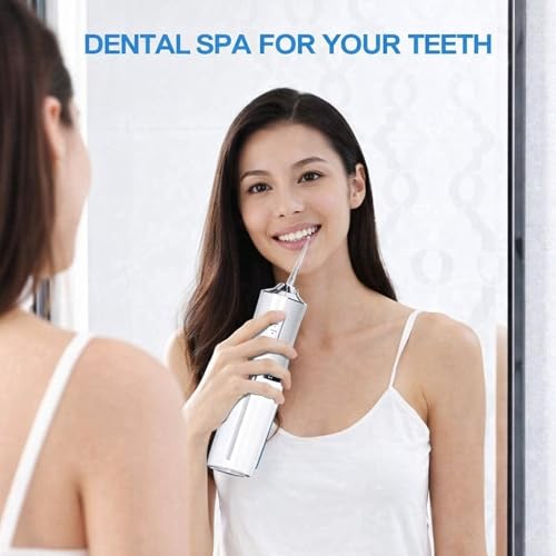 Image of VOCO Portable Water Flosser for Teeth | Oral Care Water Jet Flosser with Pressure Control and Water Tank | Rechargeable (White)